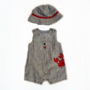 Little Me Navy Blue Striped Crab Set 3M